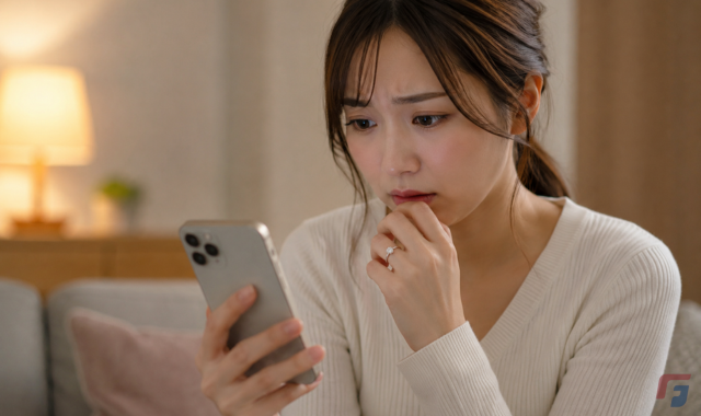 スマホを見る女性