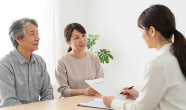 息子の婚約者への不安について女性相談員に相談する夫婦